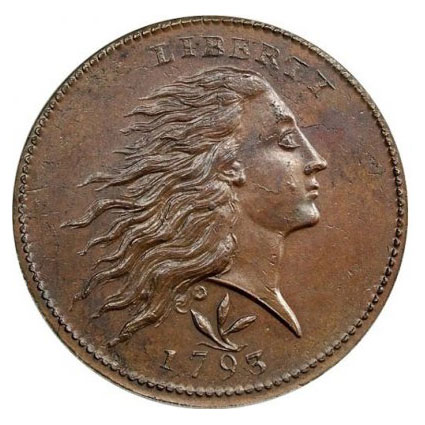 flowing hair large cent